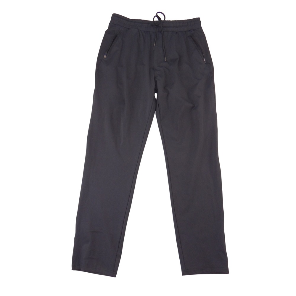 Parisdiary Mens Black Athletic Jogger Pants Size L Stretch Drawstring 3348‎